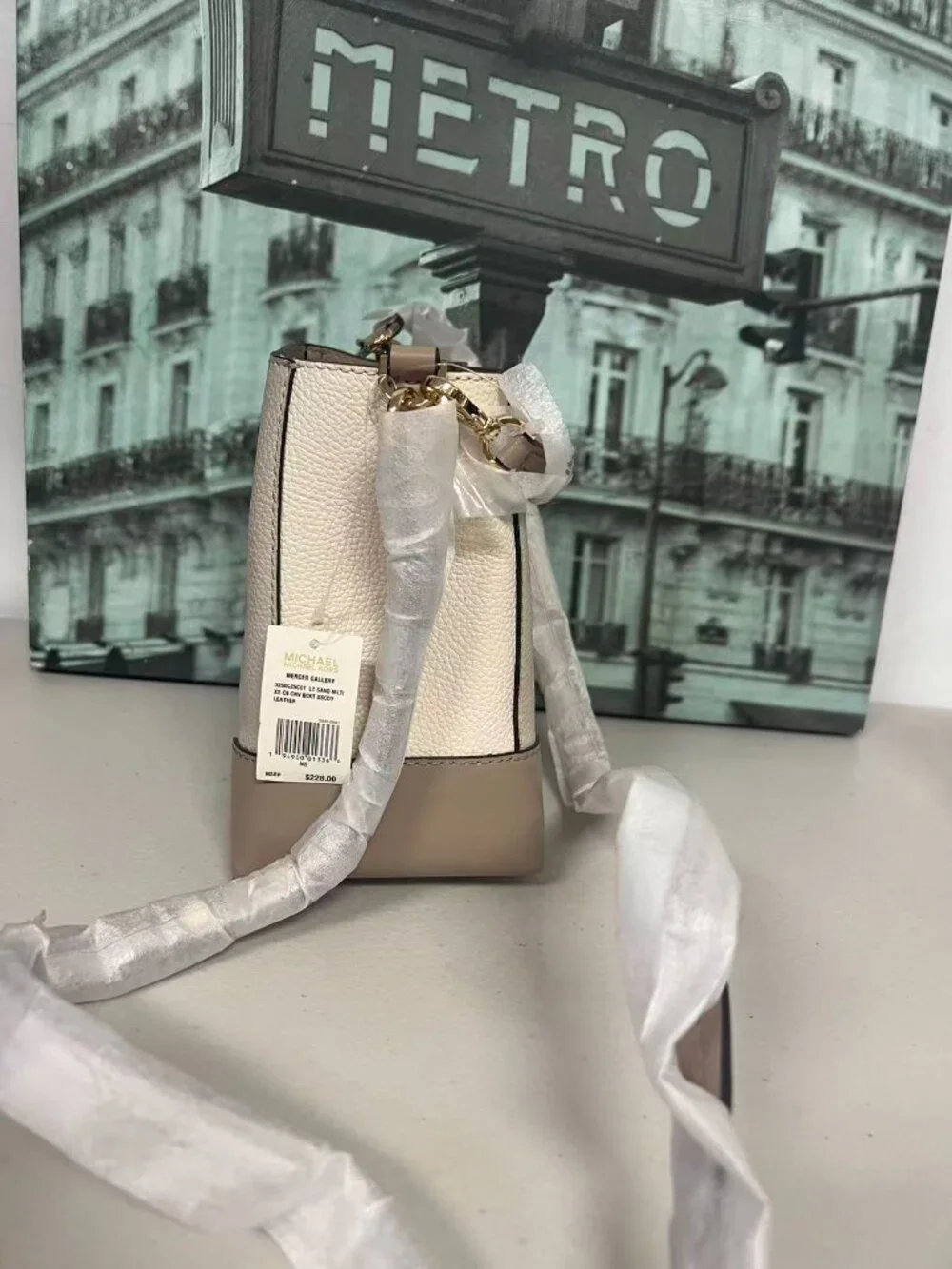 MK Mercer Gallery XS Bucket Bag 32S0GZ5C0T Sand Multi Leather Crossbody